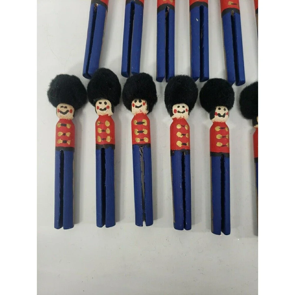 Vintage Clothespin Nutcracker Toy Soldiers Handmade Christmas Lot of 17  1980s